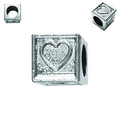 Бусіна Шарм Куб з Серцями Металева Колір: Срібло в стилі Пандора, Матеріали для виробництва Прикрашень
