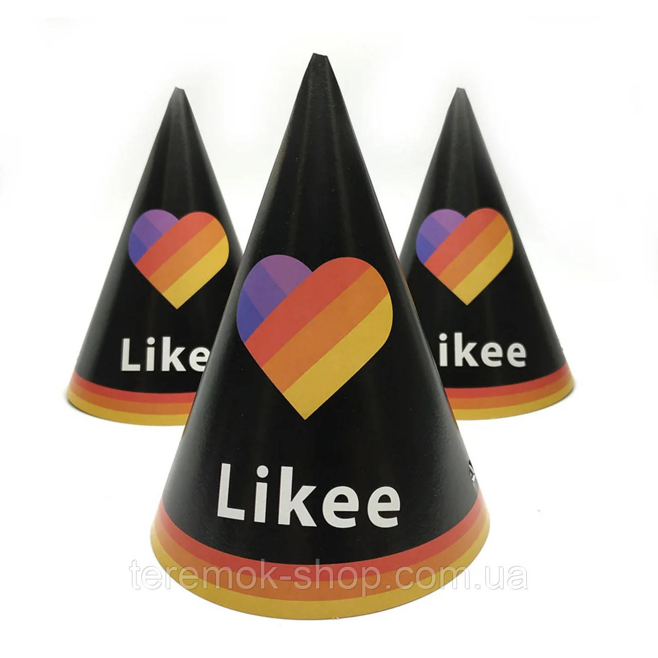 Ковпачки святкові паперові Лайки Likee, ковпаки дитячі на голову набор10 шт, фото 1