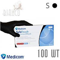 Перчатки Medicom Safe Touch Black нитриловые. Размер S (1187B), Плотные 5г. Цвет: Черный (100шт)