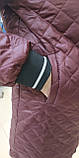 Куртка бомбер жіноча подовжена блискавка стьобана без капюшона S бордо, фото 8