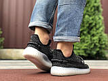 Кросовки Adidas Yeezy Boost чорні — чоловічі кросівки сідас Ізі Буст рефлективні шнурки, фото 5