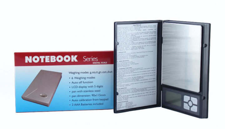 Ювелірні електронні ваги з калібруванням 0,01-2000 г Notebook BLack 1108, фото 1