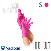 Перчатки Medicom Safe Touch нитриловые (100шт), Magenta Малиновый. Размер: S (1103-TG-B)