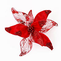 Новогодний декор цветок пуансеттии Yes Fun 21x21см красный (750333)