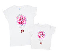 Комплект футболок мама+дочка - Цветочный воздушный шар