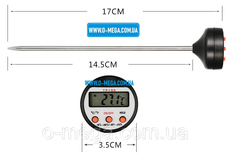 Термометр цифровой со щупом иглой TP100 (-50ºC...+300ºC) - фото 3 - id-p1228360772