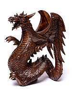Статуэтка дракон резной деревянный высота 30см