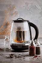 Скляний чайник із регулятором температури та заварним блоком Camry CR 1290 електрочайник, фото 2