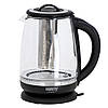 Скляний чайник із регулятором температури та заварним блоком Camry CR 1290 електрочайник, фото 9
