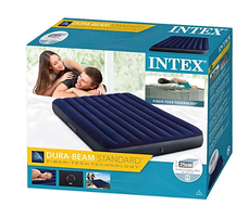 Надувний велюровий двомісний матрац Intex 64759, 152х203х22 см. синій, фото 5