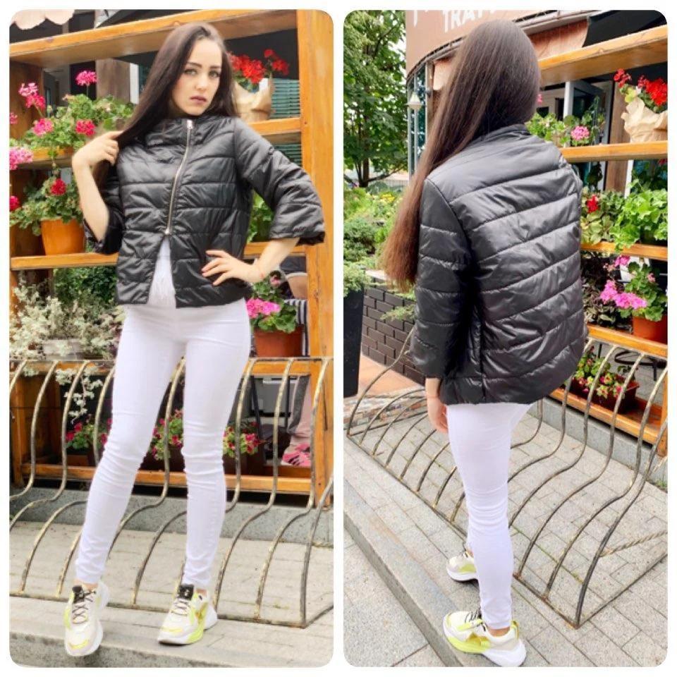 Стильная куртка с укороченными рукавами М524 черный/ черного цвета ...