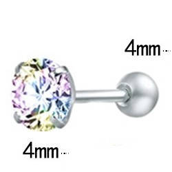 Мікроштанга для пірсингу Халява вуха "Блиск" (1 шт.) Медична сталь, вставки: кольоровий циркон 4 мм., фото 2