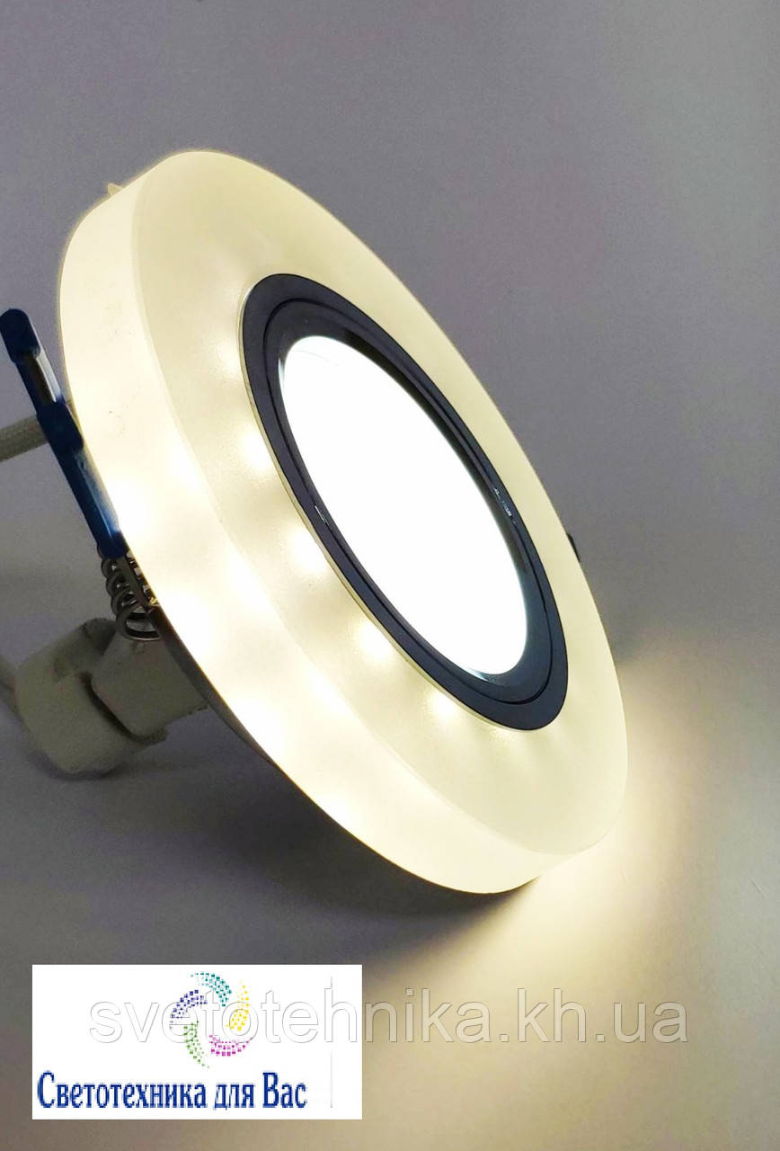 Декоративный встраиваемый светильник Feron CD8060 MR16 круг белый матовый с led подсветкой 4000К G5.3 - фото 8 - id-p1228464025