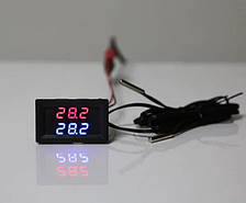 Подвійний термометр з LED дисплеєм і двома щупами - червоний синій