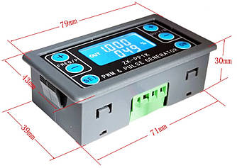 Модуль генератора імпульсів і ШІМ із зображенням параметрів на РК дисплеї ZK-PP1K