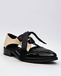 Туфлі жіночі чорні лакові на низькому ходу з бантиком літні, фото 2