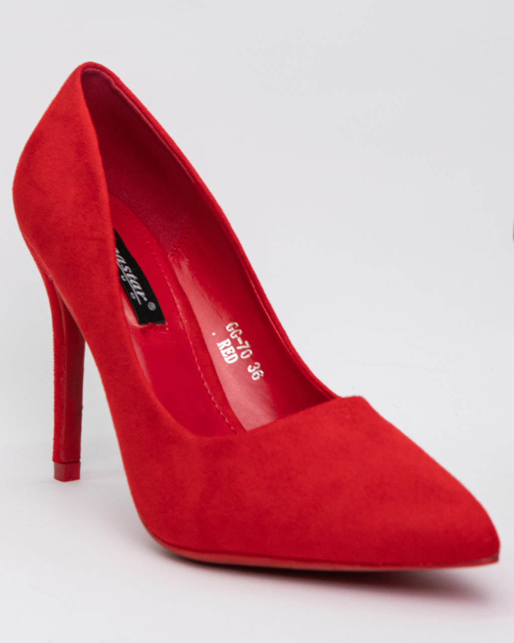 Туфлі човника жіночі червоні на підборах на зручній шпильці замшеві 10 см - фото 2 - id-p1221472048