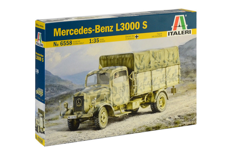 MERCEDES - BENZ L3000 S. Збірна модель військового вантажівки в масштабі 1/35. ITALERI 6558