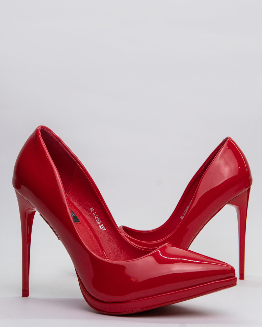 Туфли лодочки лаковые женские красные на каблуке на шпильке 11см весна осень - фото 2 - id-p1221472039