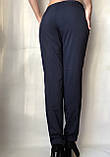 Літні брюки жіночі однотонні на резинці темно-сині Прямі літні жіночі штани великих розмірів, фото 4