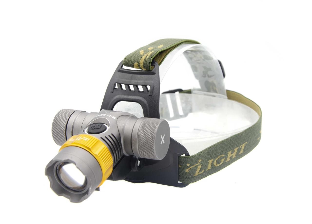 Ліхтар WD123/ Акк./ LED/ Zoom/ Авто заряд/ Кріплення на голову