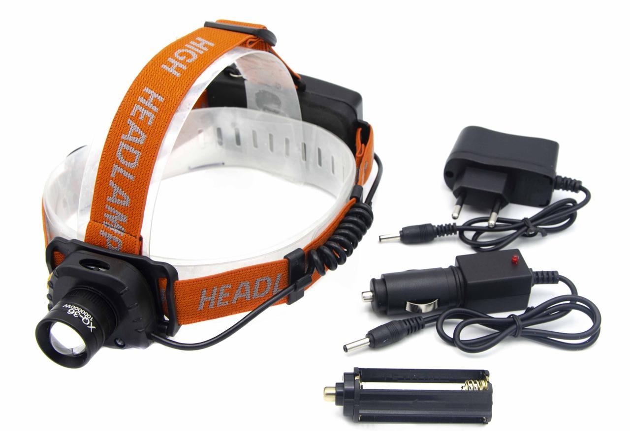 Налобний фонар XQ036, Акк., T6, сенсор, фото 1