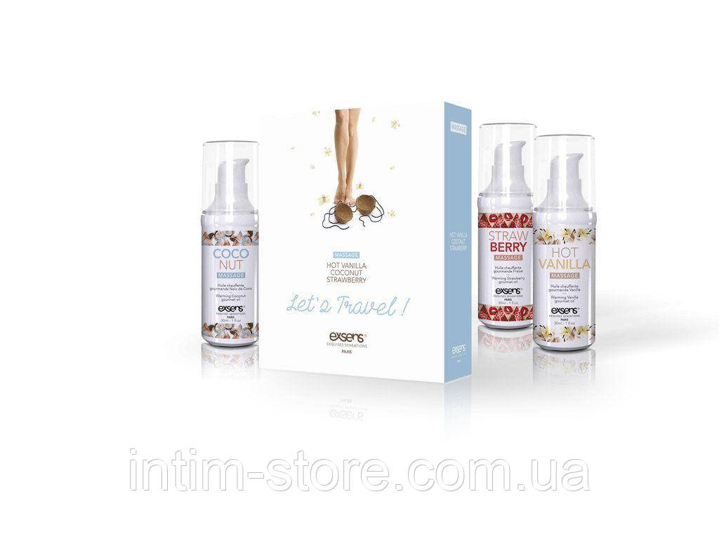 Розпродаж!!! Набір зігріваючих масажних олій EXSENS Lets Travel (3х30 мл) (термін 07.2026), фото 1