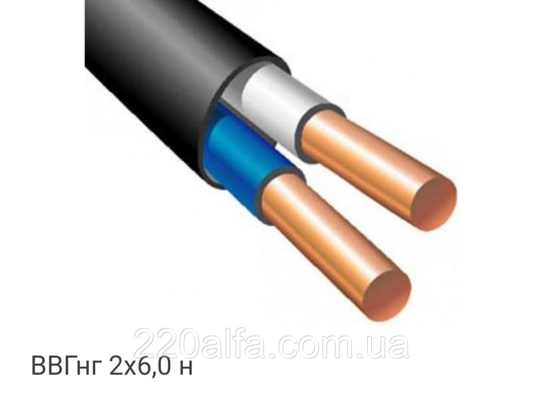 Высококачественный кабель ВВГНГД 2х6 для надежной электропроводки полноценное сечение. Одесса-Каблекс - фото 1 - id-p700029649