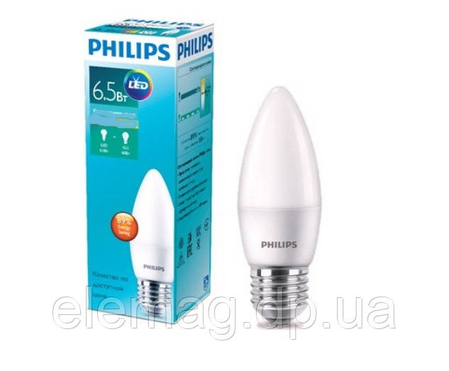 6.5 W E27 4000K Свічка Світлодіодна лампа Philips LED