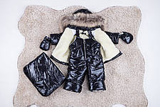 Зимовий дитячий теплий комбінезон-трансформер 3в1: курточка, конверт для ніг, напівкомбінезон / 0-2 року, єнот, фото 2