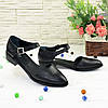 Туфлі жіночі шкіряні на низькому ходу, колір чорний, фото 2