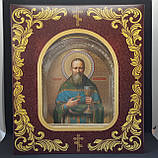 Ікона Іоанн Кронштадтський у білому арочному кіоті під склом, розмір 28*25 розмір сюжету 15*18., фото 2