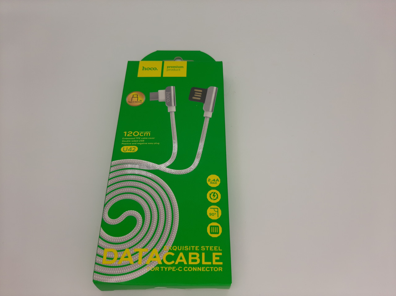 USB-кабель HOCO U42 "Exquisite steel" Type-C (1.2М) (білий), фото 1