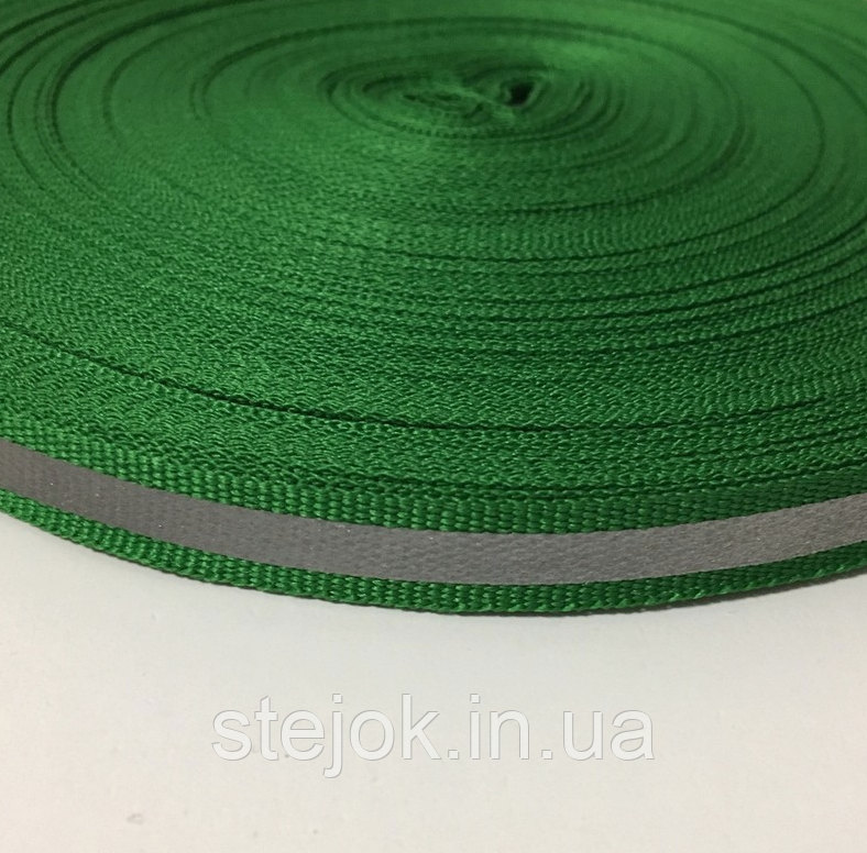Тасьма світловідбиваюча 1см зелений (50 метрів), фото 1