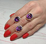 Сережки срібні з золотими напайками і аметистом "Єсенія", фото 2