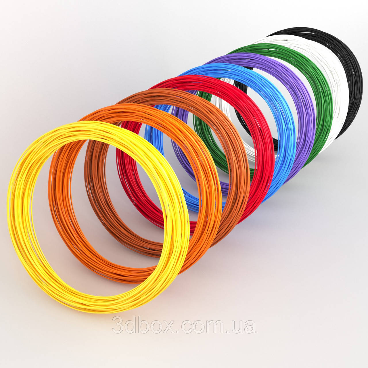 Набор PLA пластика 3D-Box MEDIUM для 3D-ручки: 9 цветов по 5 (10) метров (1,75мм*45м, 90 м) - фото 1 - id-p1193240290