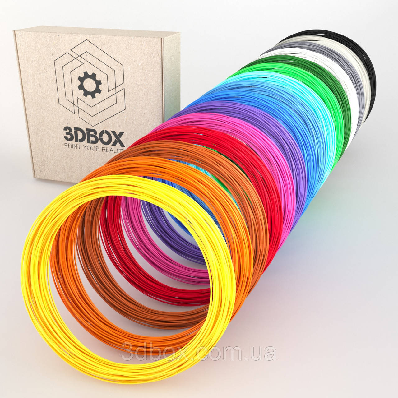 Набір PLA пластику 3D-Box EXTRA LARGE для 3D-ручки: 15 кольорів по 5 (10, 20) метрів (1,75 мм*75м, 150 м, 300 м) 10