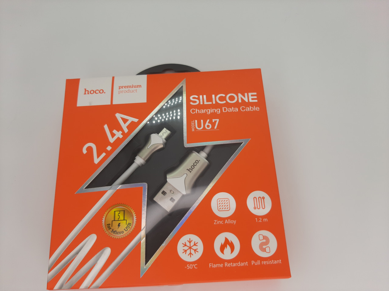 USB Кабель HOCO U67 "Soft Silicone" microUSB 1,2м білий - Оригінальний шнур для Android та флешок