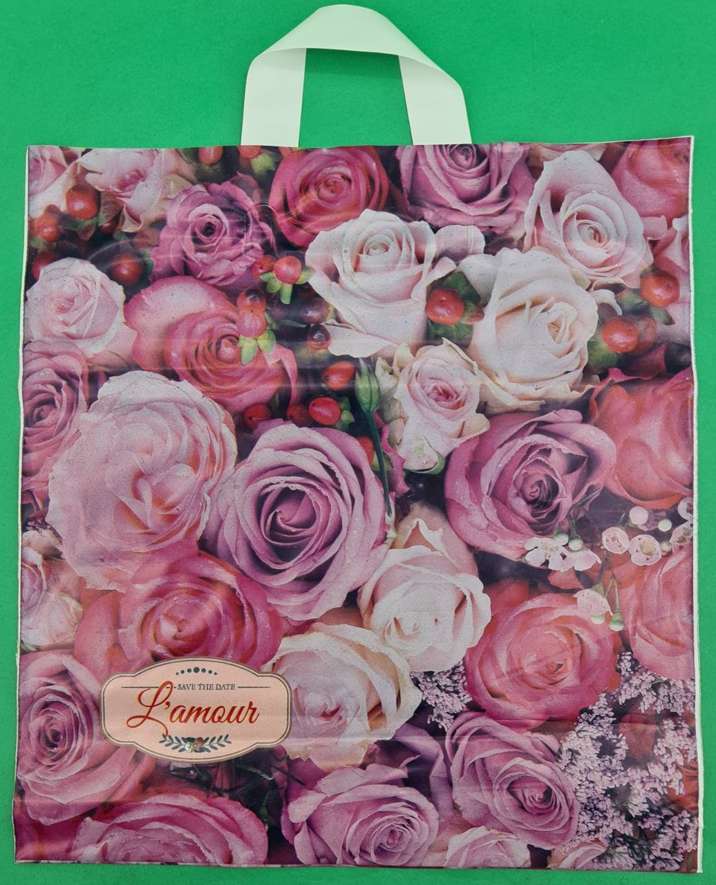 Пакет із петльовою ручкою спр п "Ля Мур (38х42) 90 мк (50 шт.), фото 1