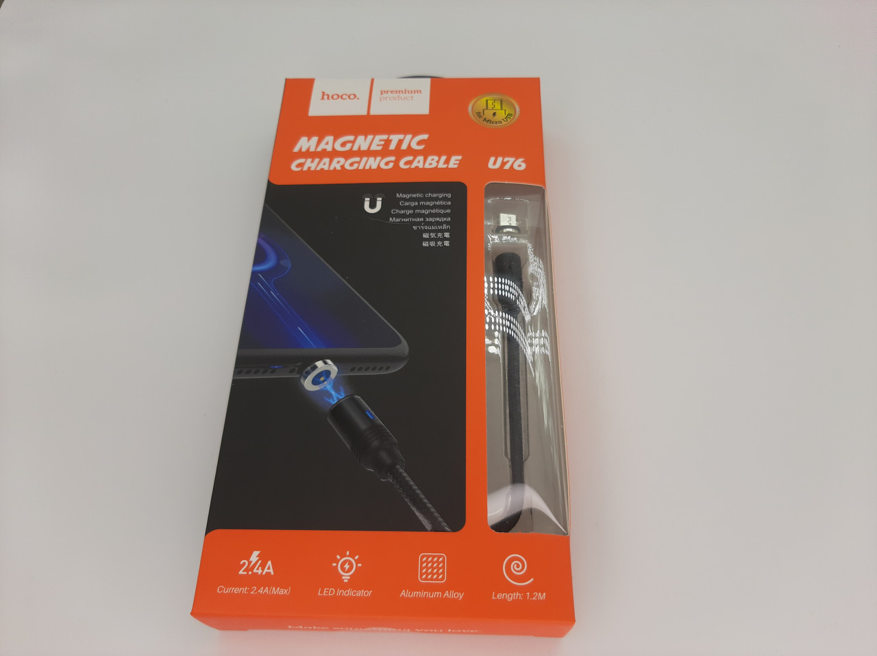 USB Кабель HOCO U76 "Fresh magnetic" microUSB (1.2 М) (чорний)