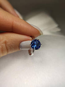 Срібне кільце "Заріна" з великим синім фіанітом, арт - 910040