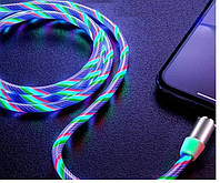 Магнитный светящийся кабель для зарядки и синхронизации TOPK AM16 18W Type-C LED 1 метр 2.4 A Разноцветный
