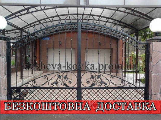 Ковані розпашні ворота з хвірткою