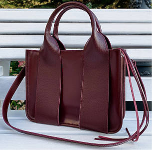 684-3 Натуральна шкіра Сумка жіноча бордоая шкіряна марсал жіноча сумка з натуральної шкіри середнього розміру