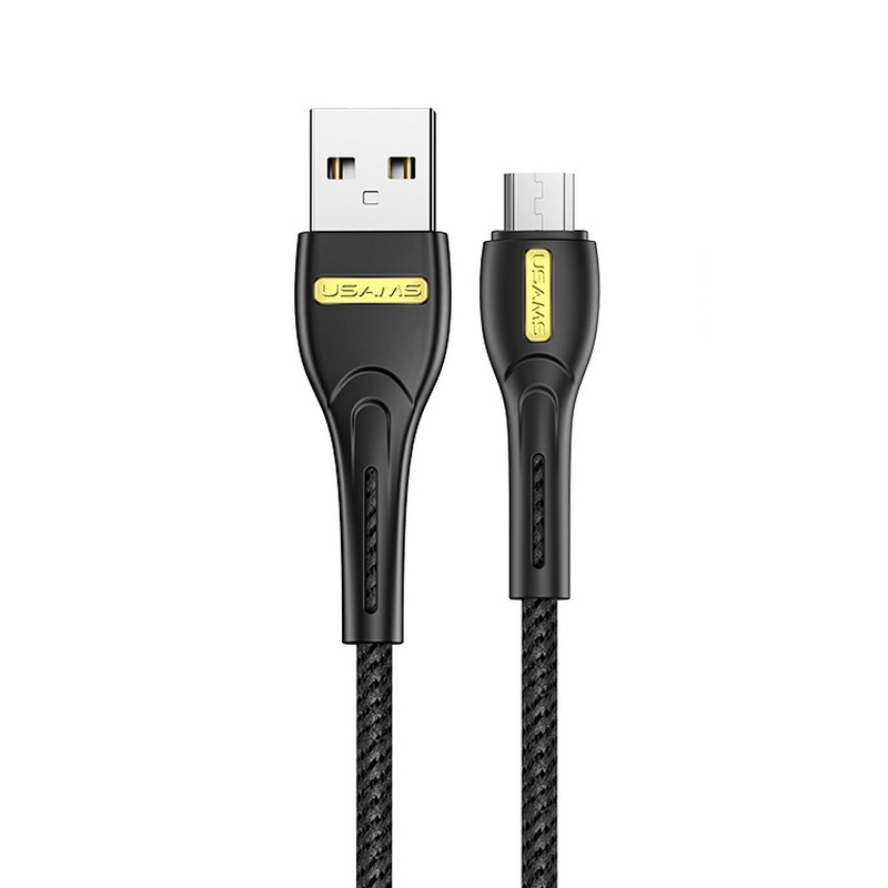 Кабель синхронізації Usams MicroUSB 1m 2.1 A нейлоновий чорний (US-SJ389-BL)