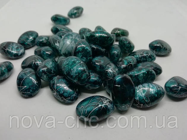 Бусини пластик "Морські камінці" бірюзовий мармур 17 х 13 мм 500 грамів, фото 1