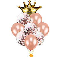 Набор шаров " Корона с конфетти " 9 шт, для оформления праздника
