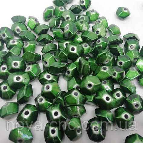Бусини пластик "Кристал" зелений 11 х 9 мм 500 грамів, фото 1