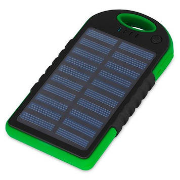 Зовнішній акумулятор Power bank 45000 mAh на сонячній батареї c LED ліхтарем у захищеному корпусі чорно-зелений