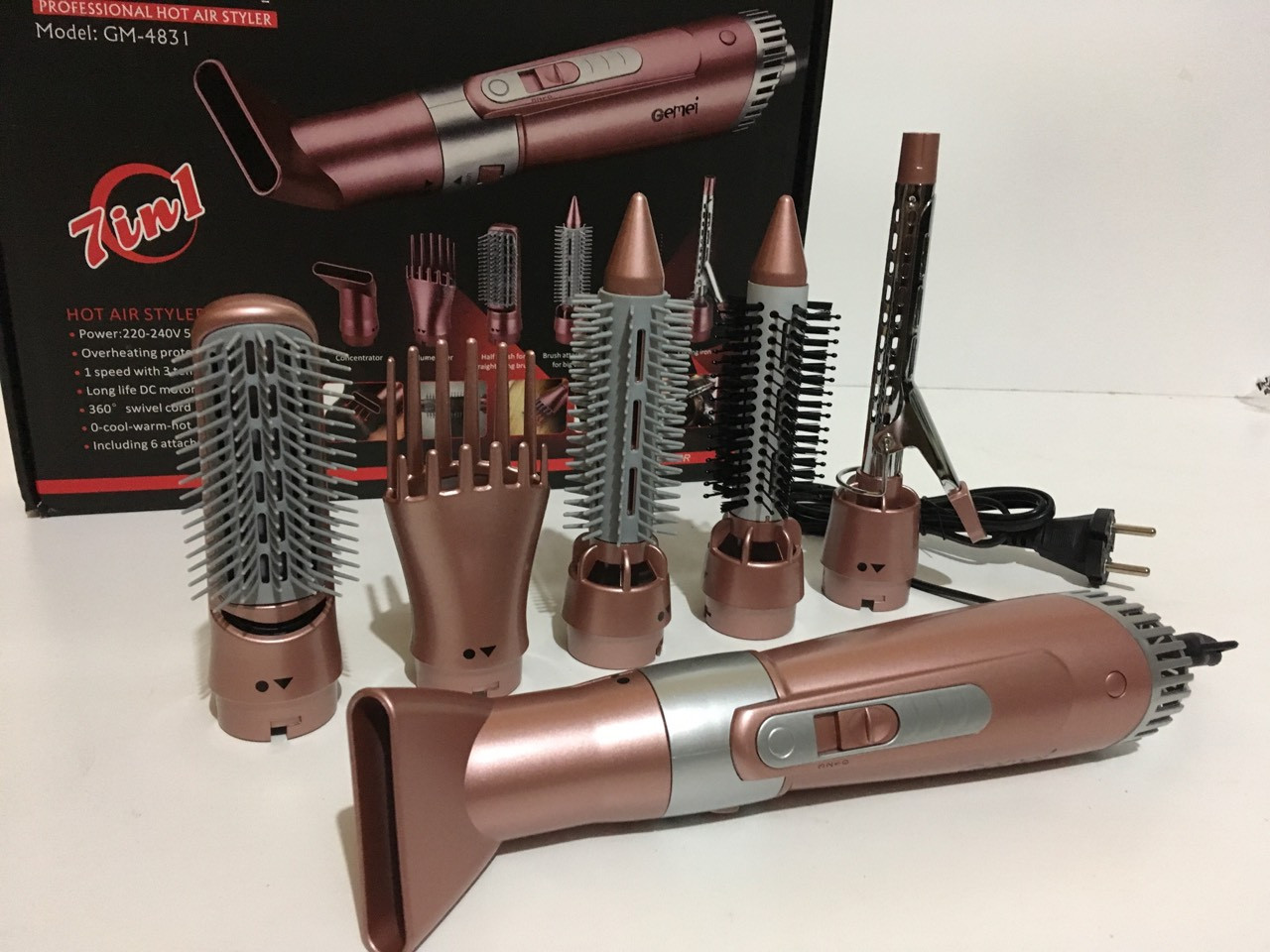 Фен-щетка Gemei GM-4831, 7 в 1, 2200 Вт